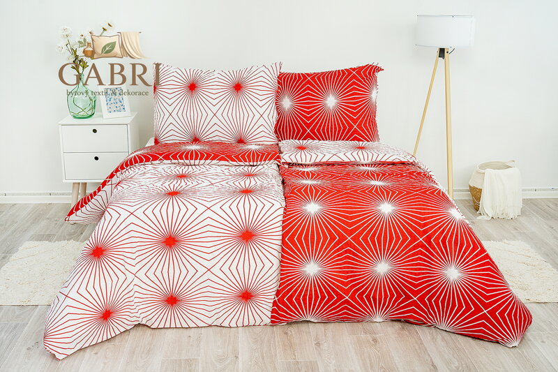 Ložní povlečení krepové Stanex úsvit červený (LS206), 140 x 200 + 90 x 70, Knoflíkové