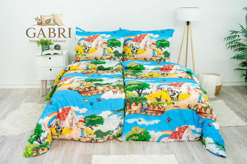 Dětské ložní povlečení bavlněné Stanex farma (LS335), 140 x 200 + 90 x 70, knoflíkové