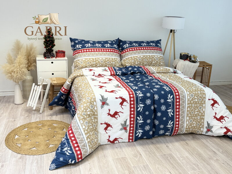 Ložní povlečení krepové Stanex soby (LS258), 140 x 200 + 90 x 70, Knoflíkové