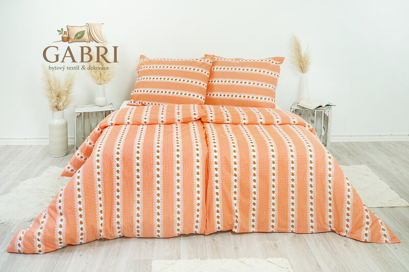 Ložní povlečení krepové Stanex Barunka oranžová (LS175), 140 x 200 + 90 x 70, Knoflíkové