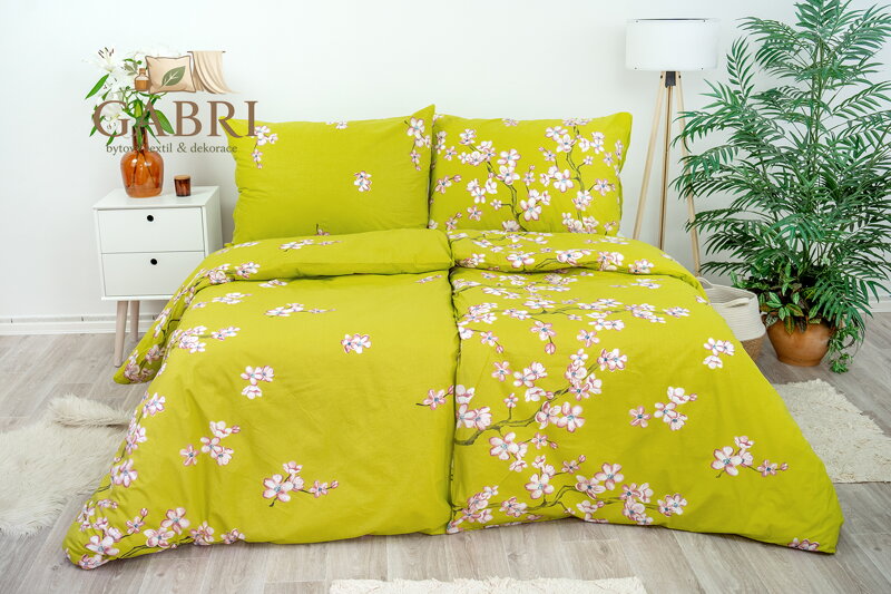 Ložní povlečení krepové Stanex sakura (LS253), 140 x 200 + 90 x 70, Zip