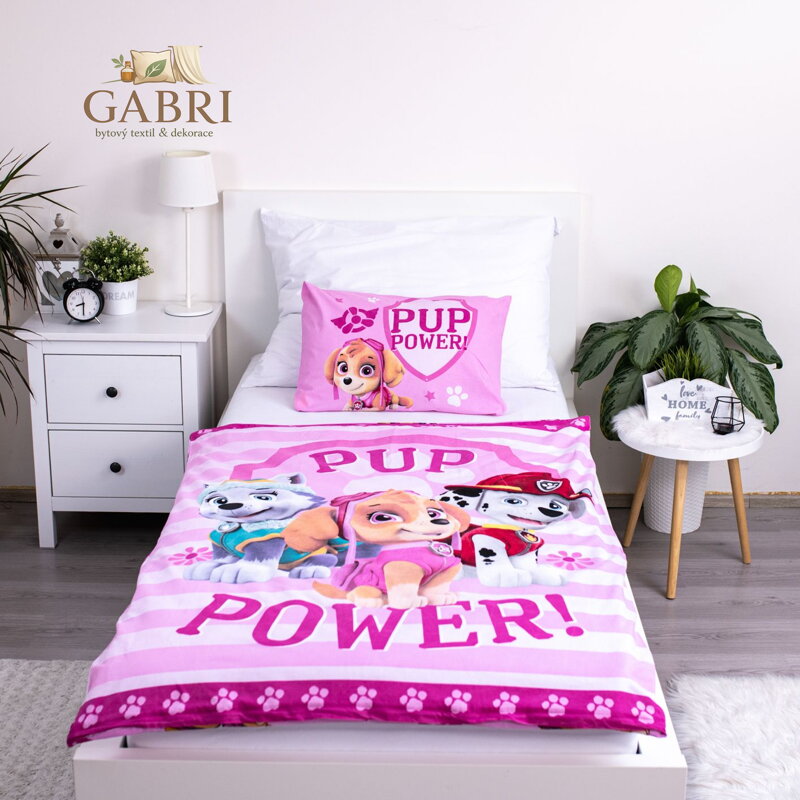 Dětské ložní povlečení bavlněné tlapková patrola růžová (LS282), 140 x 200 + 90 x 70, Zip