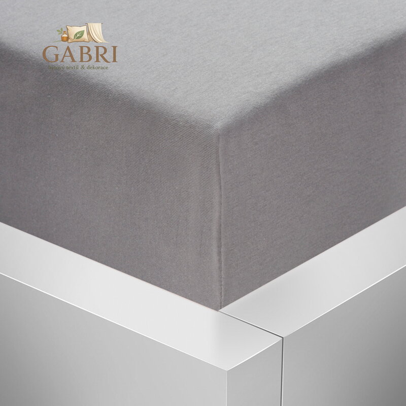 Jersey napínací prostěradlo s lycrou Stanex - tmavě šedé, 140 x 200