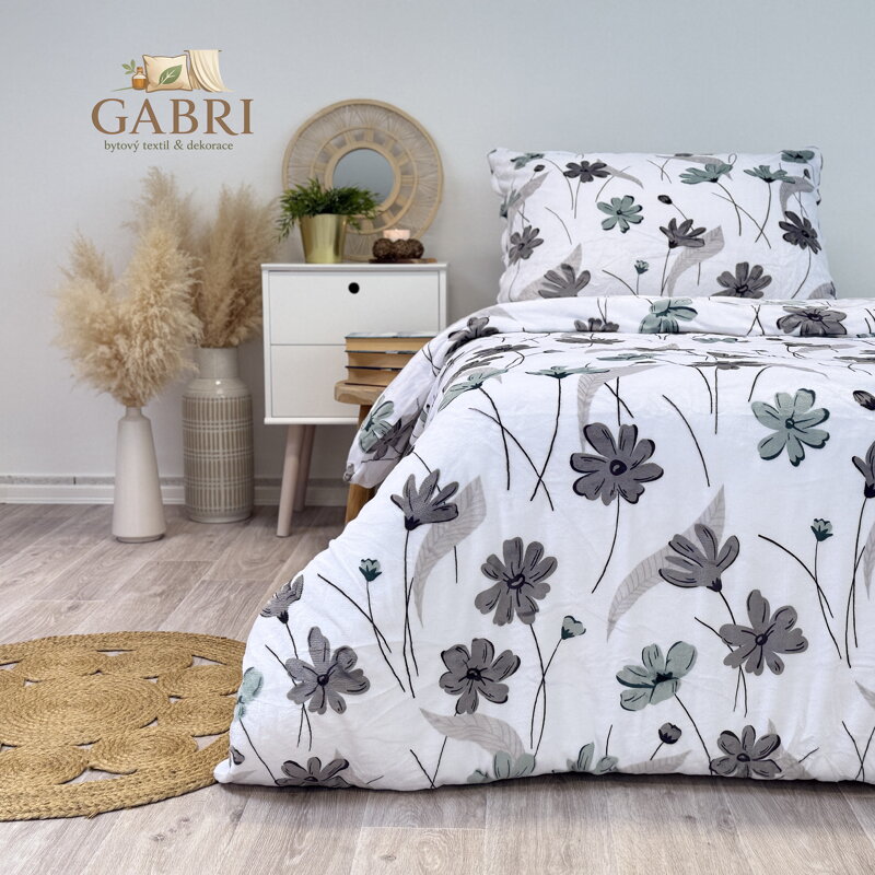 Ložní povlečení mikroflanel Gabriela (LS386), 140 x 200 + 90 x 70, Zip