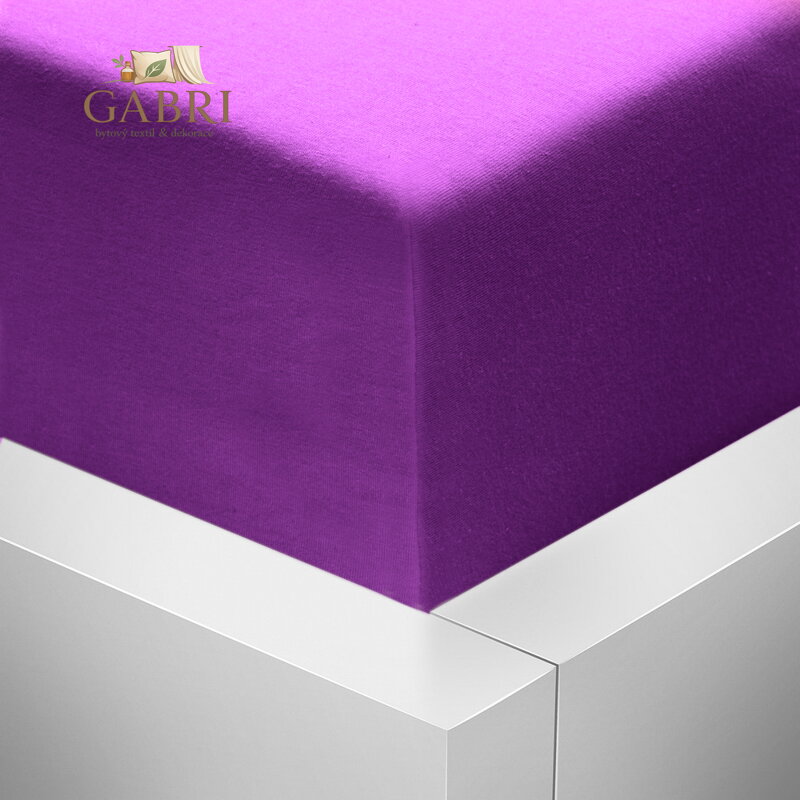 Jersey napínací prostěradlo s lycrou Stanex - fialové, 90 x 200