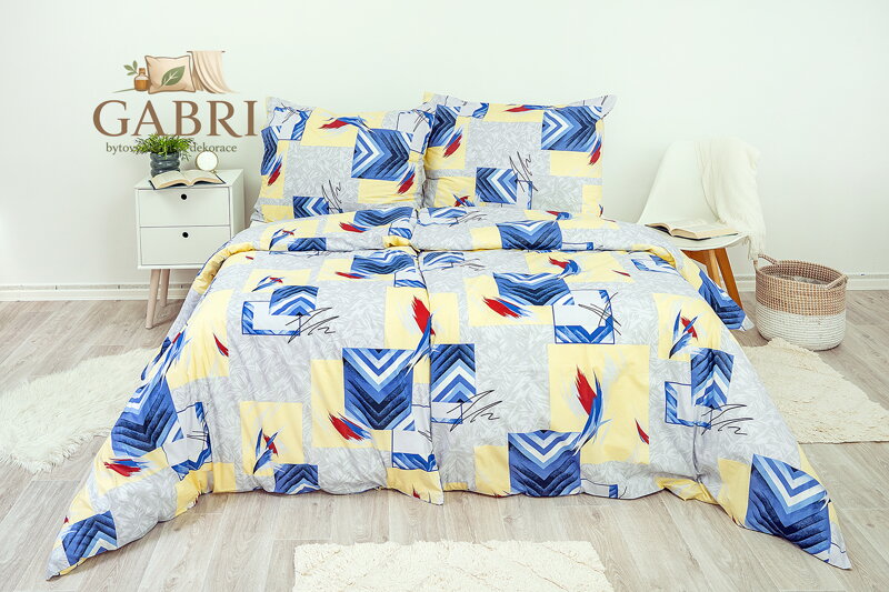 Ložní povlečení bavlněné Stanex malba modrá (LS33), 140 x 220 + 90 x 70, Knoflíkové