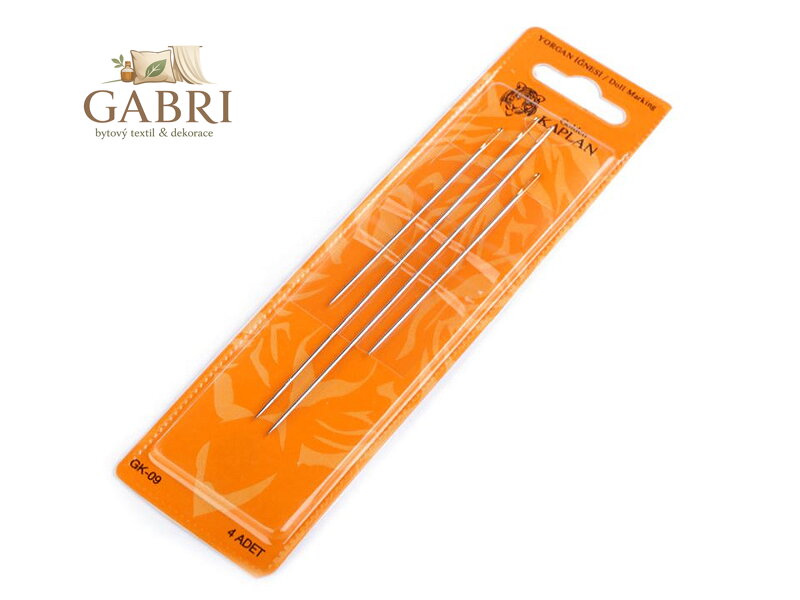 Ruční jehly dlouhé na panenky, zlatá ucha