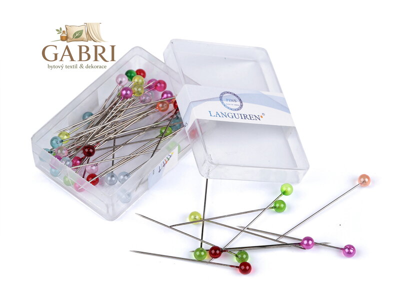 Ozdobné špendlíky s transparentní hlavičkou délka 40 mm