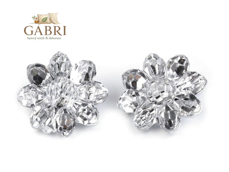 Knoflík / ozdoba svatebních šatů broušený květ