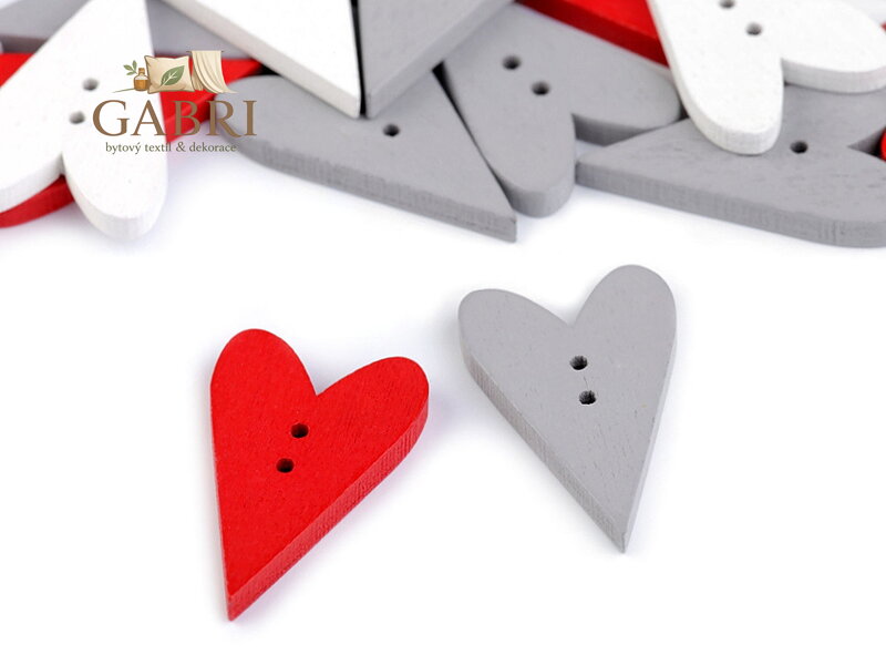 Dřevěný dekorační knoflík srdce