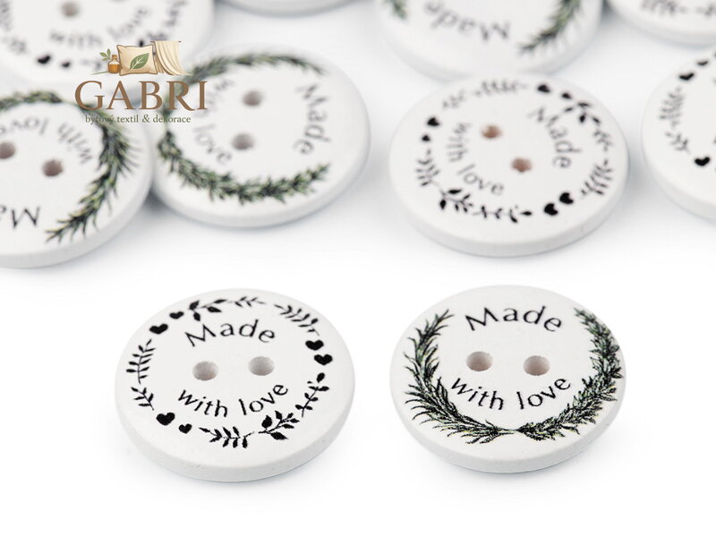 Dřevěný dekorační knoflík Made with love