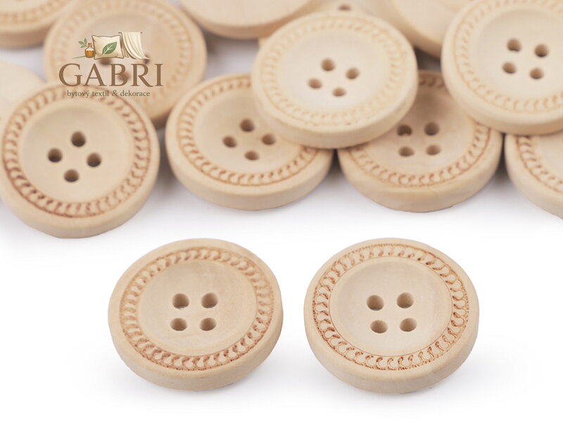 Dřevěný dekorační knoflík čtyřdírkový