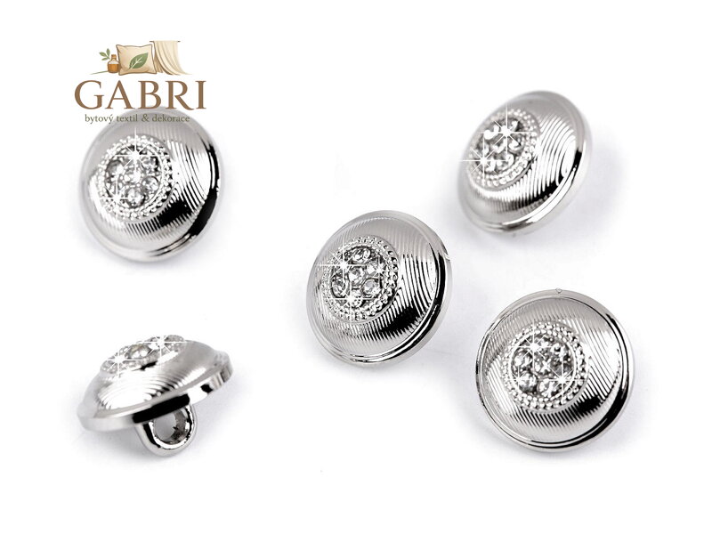 Kovový knoflík s kamínky velikost 16"