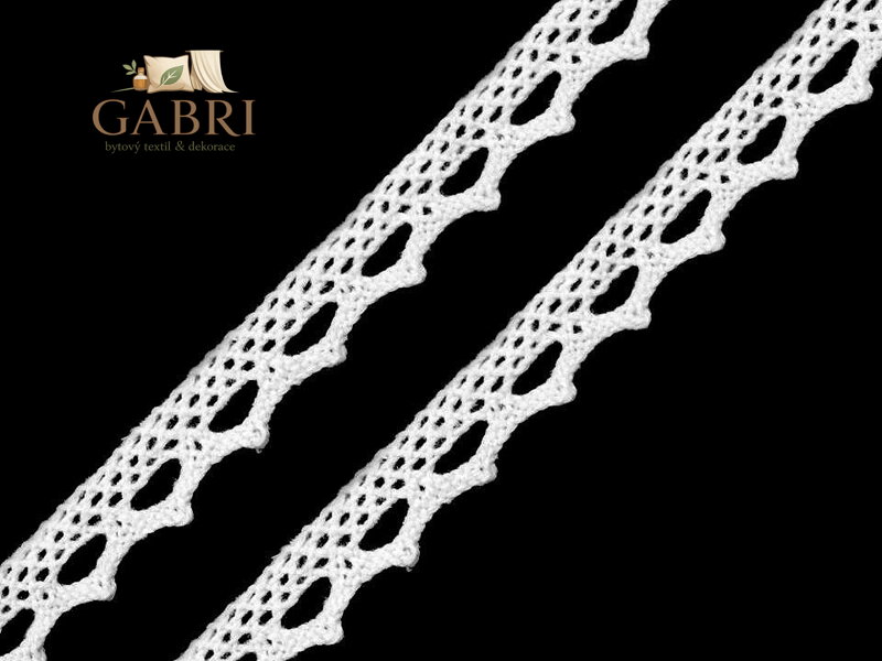 Bavlněná krajka šíře 11 mm paličkovaná