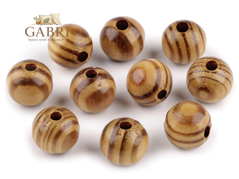 Dřevěné korálky Strip Ø16 mm