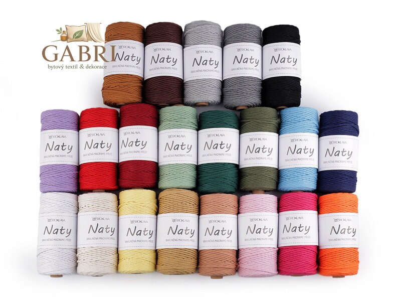 Bavlněná pletací příze macrame Naty Ø3 mm rozčesávací