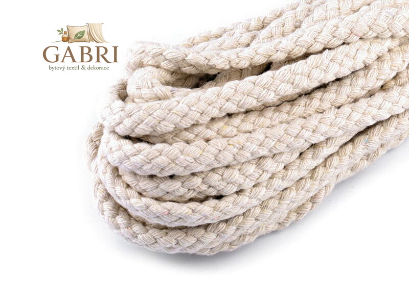 Bavlněná šňůra Ø8-10 mm splétaná