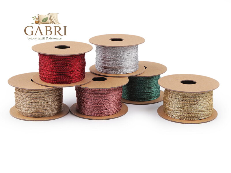 Lurexová šňůrka / provázek Ø1 mm, vánoční