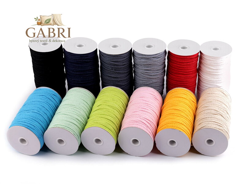 Bavlněná šňůra Ø5 mm splétaná