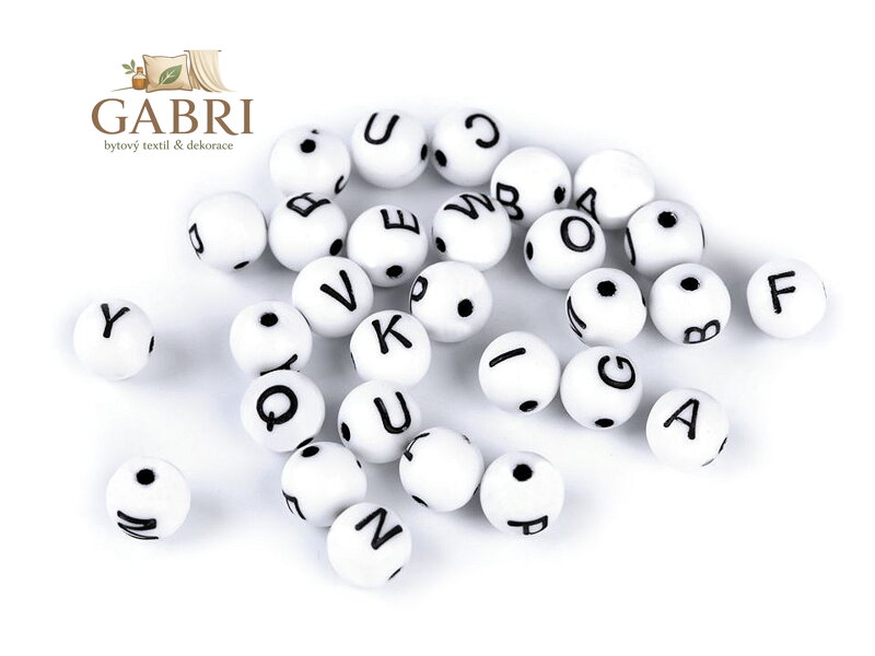 Plastové korálky s písmeny kulička Ø8 mm