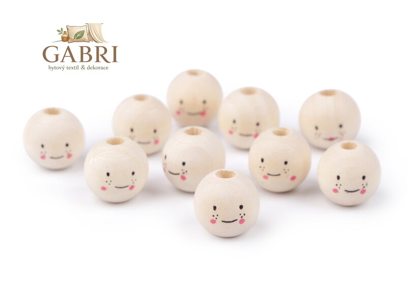 Dřevěné korálky s obličejem Ø16 mm