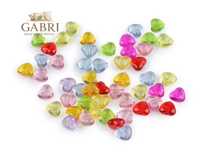 Plastové korálky srdce 8x9 mm