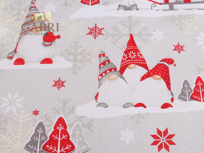 Vánoční bavlněná látka skřítek
