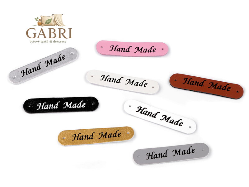 Nášivka / štítek z eko kůže Hand Made 10x48 mm