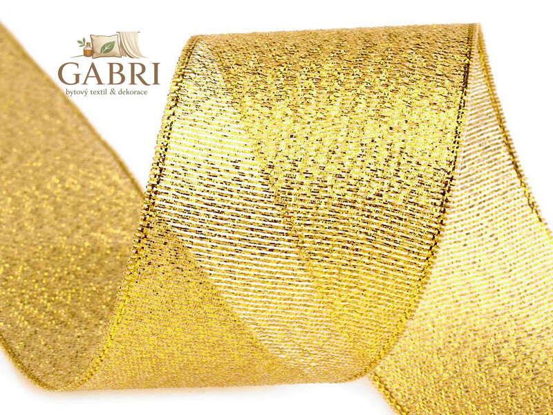 Brokátová stuha šíře 38 mm s lurexem