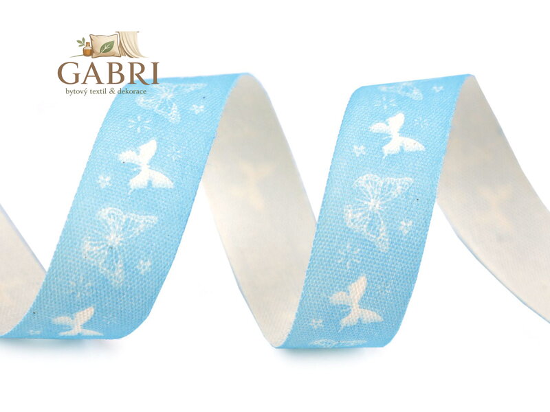 Bavlněná stuha šíře 15 mm motýlci