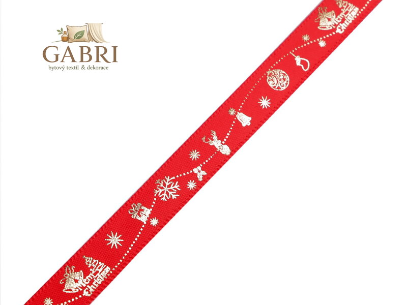 Vánoční saténová stuha šíře 10 mm