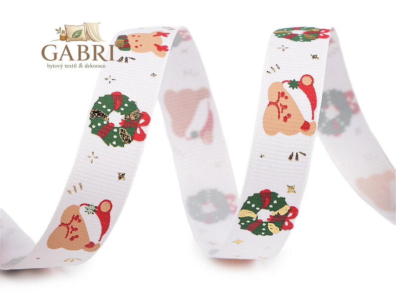 Vánoční rypsová stuha šíře 15 mm