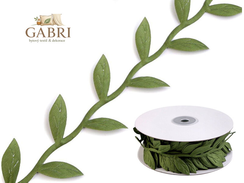 Saténový prýmek šíře 40 mm listy velké