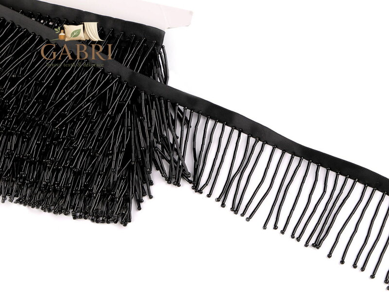 Třásně / prýmek ze sekaného rokajlu šíře 50 mm