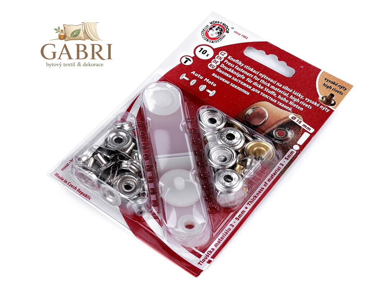 Kovové druky Ø15 mm vysoký nýt