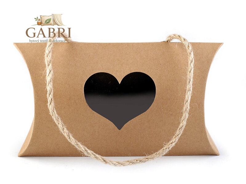 Dárková krabička natural srdce s průhledem a uchem
