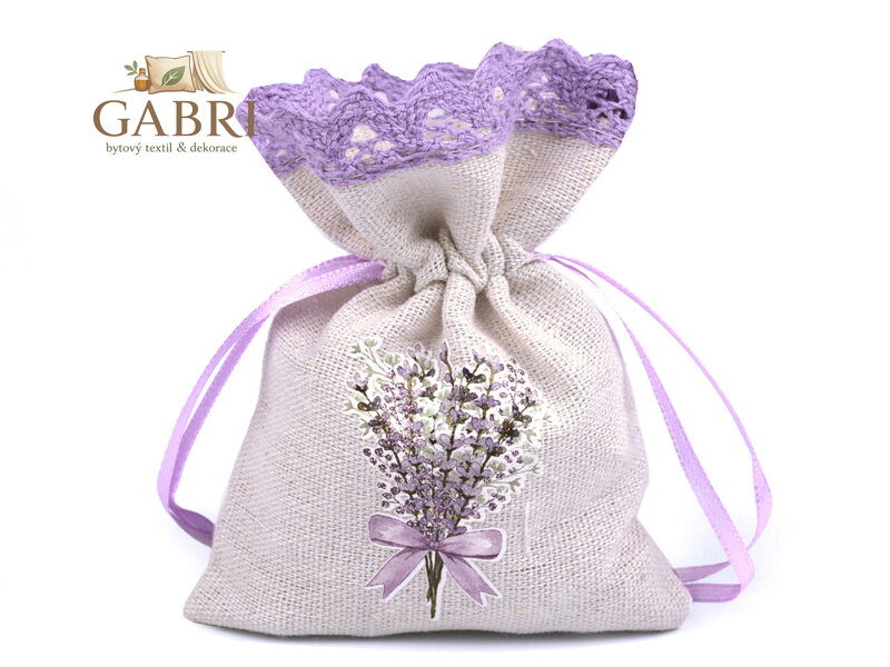 Dárkový pytlík s potiskem levandule 9x12 cm