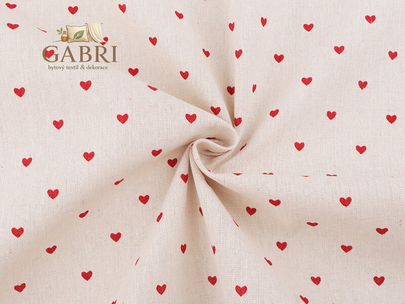 Bavlněná metráž / imitace lnu hrubší srdce