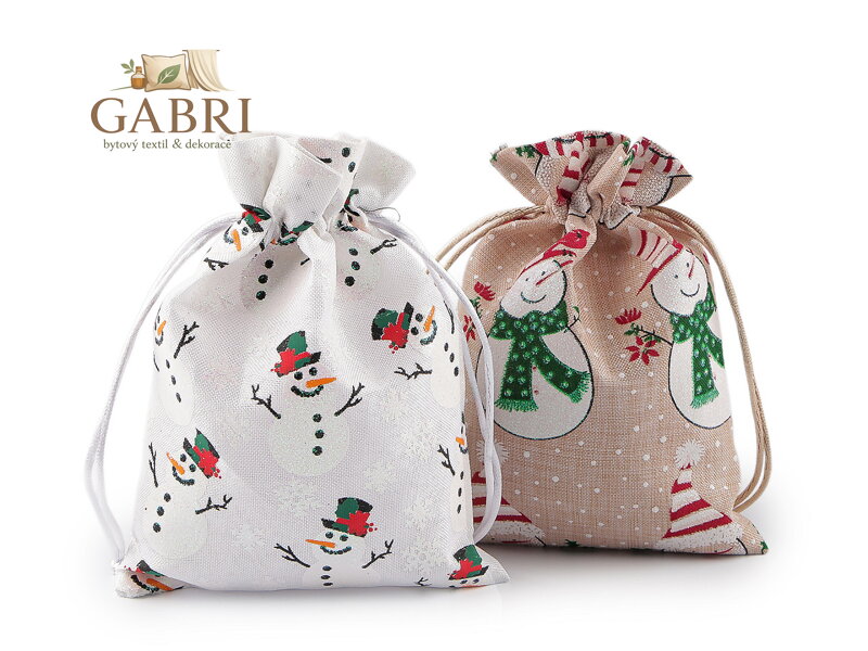 Vánoční dárkový pytlík sněhulák 13x18 cm