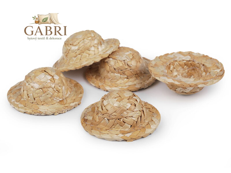 Mini slaměný klobouček pro postavičky a dekorace