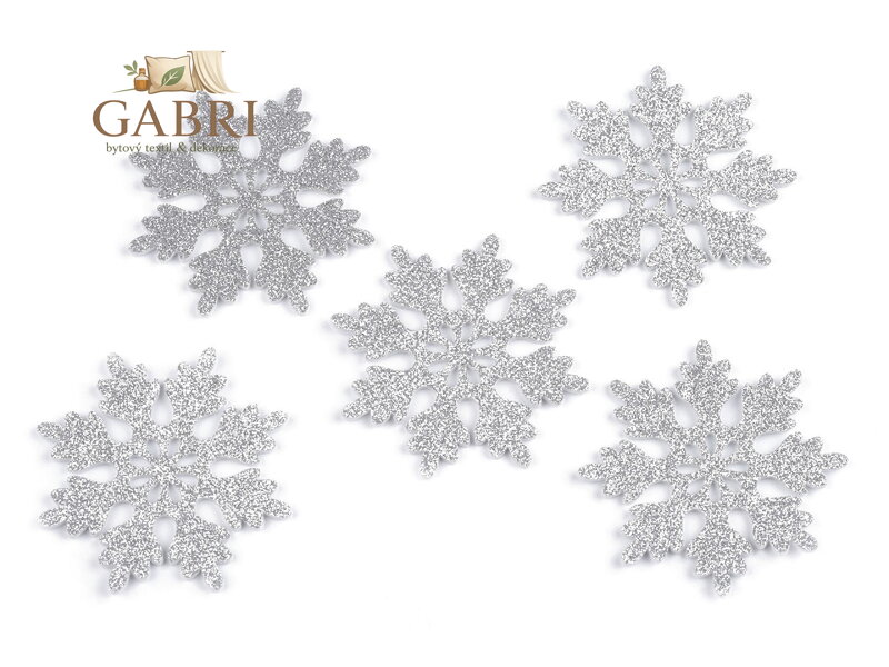 Vánoční filcová vločka s glitry Ø75 mm