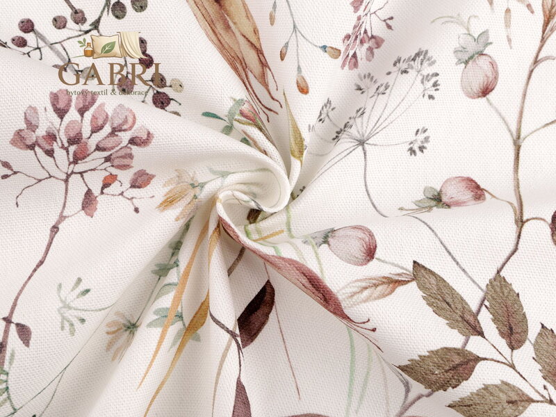 Bavlněná látka se strukturou Half panama s digitálním tiskem květy
