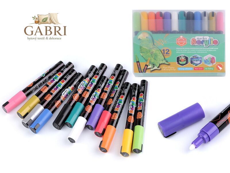 Kreativní akrylový fix / popisovač sada 12 ks, 4 mm