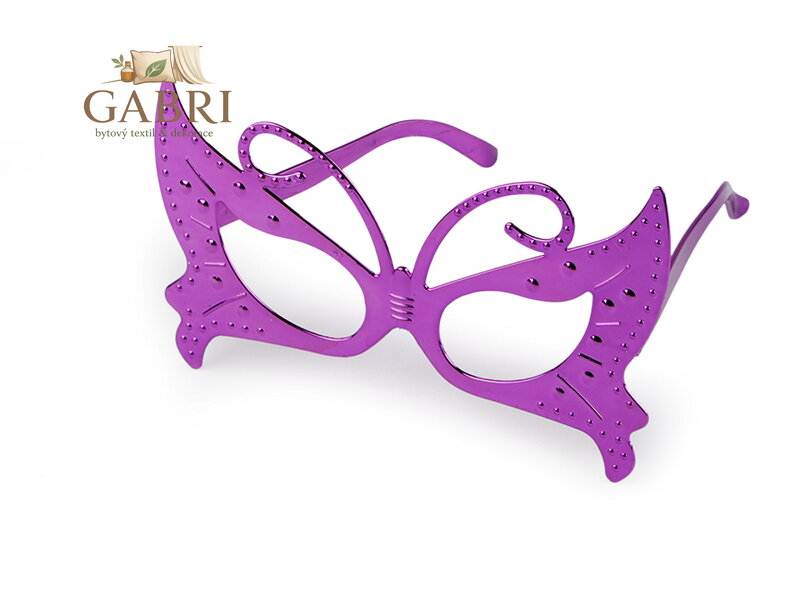 Karnevalové brýle motýl, kytara metalické