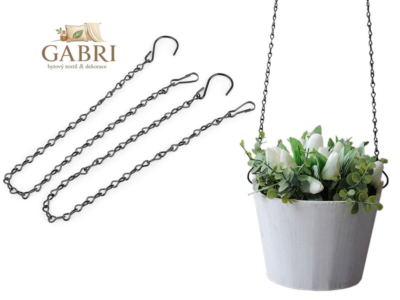 Kovový řetízek pro zavěšení dekorací, květináčů 50 cm