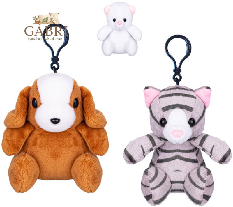 PLYŠ Zvířátko přívěšek na klíče 10cm klíčenka 3 druhy