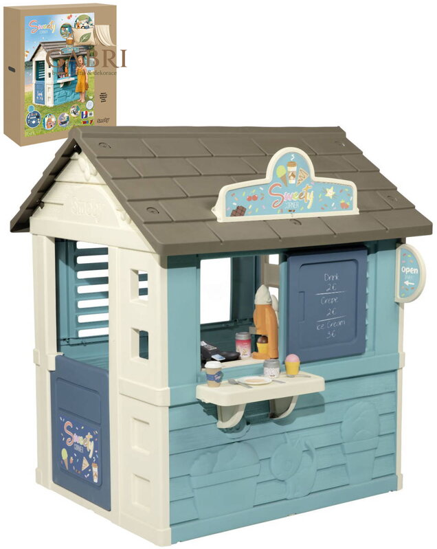 SMOBY Baby zahradní domeček Cukrárna se čtečkou karet a nádobím