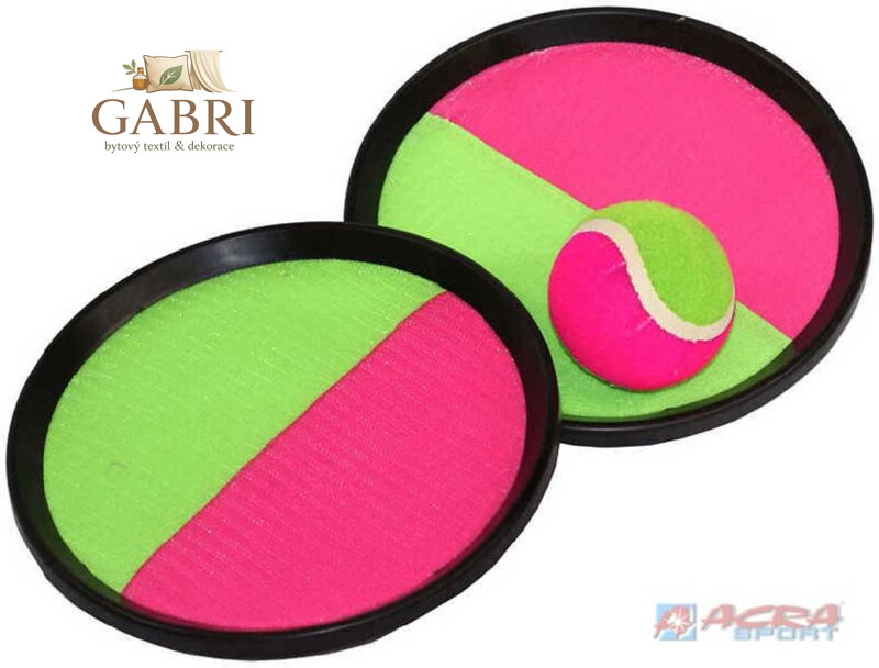 ACRA Hra Catch ball set 2 talíře s míčkem na suchý zip 20cm