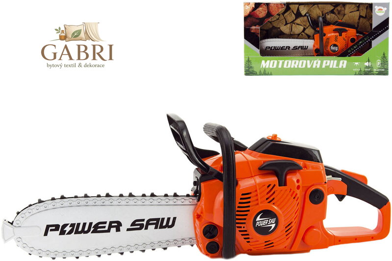 Pila dětská motorová řetězová funkční na baterie Světlo Zvuk plast