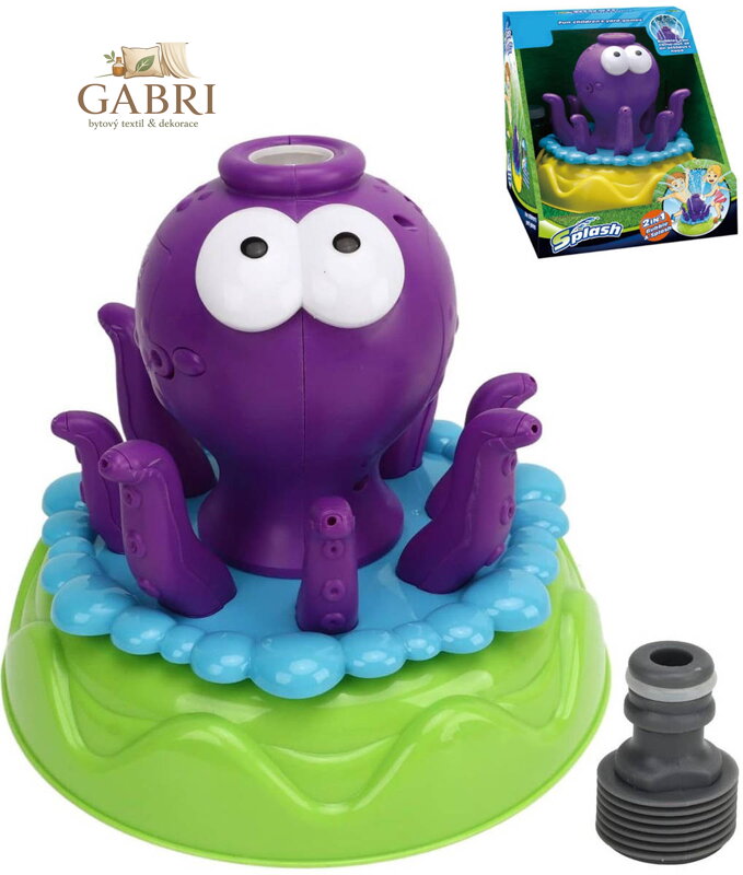 Chobotnice stříkací fontána / bublifuk 2v1 stříká vodu na baterie 2 barvy